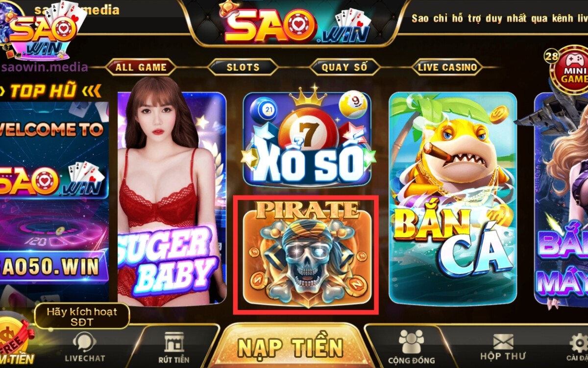 Pirate - Slots Game Quay Thưởng Đem Nhiều Tài Lộc Cho Người Chơi 1 Khám phá trò chơi slots game thú vị bậc nhất của Saowin
