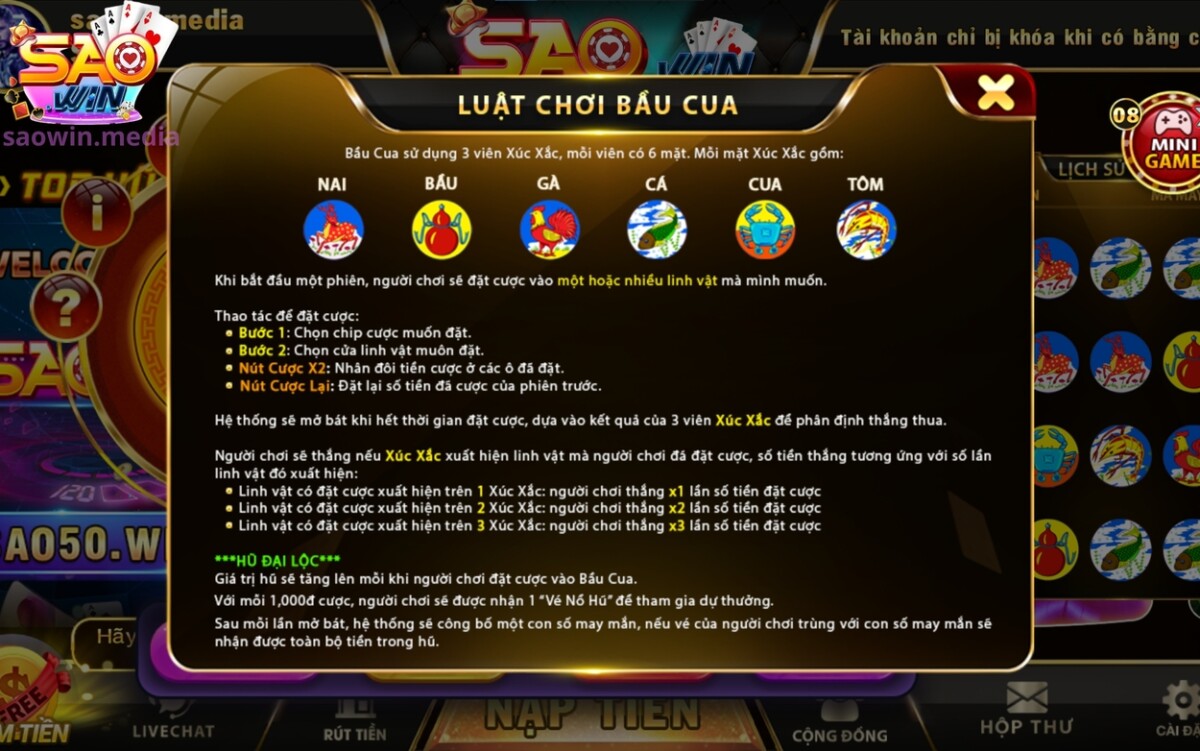 Quy định chơi bầu cua cực dễ